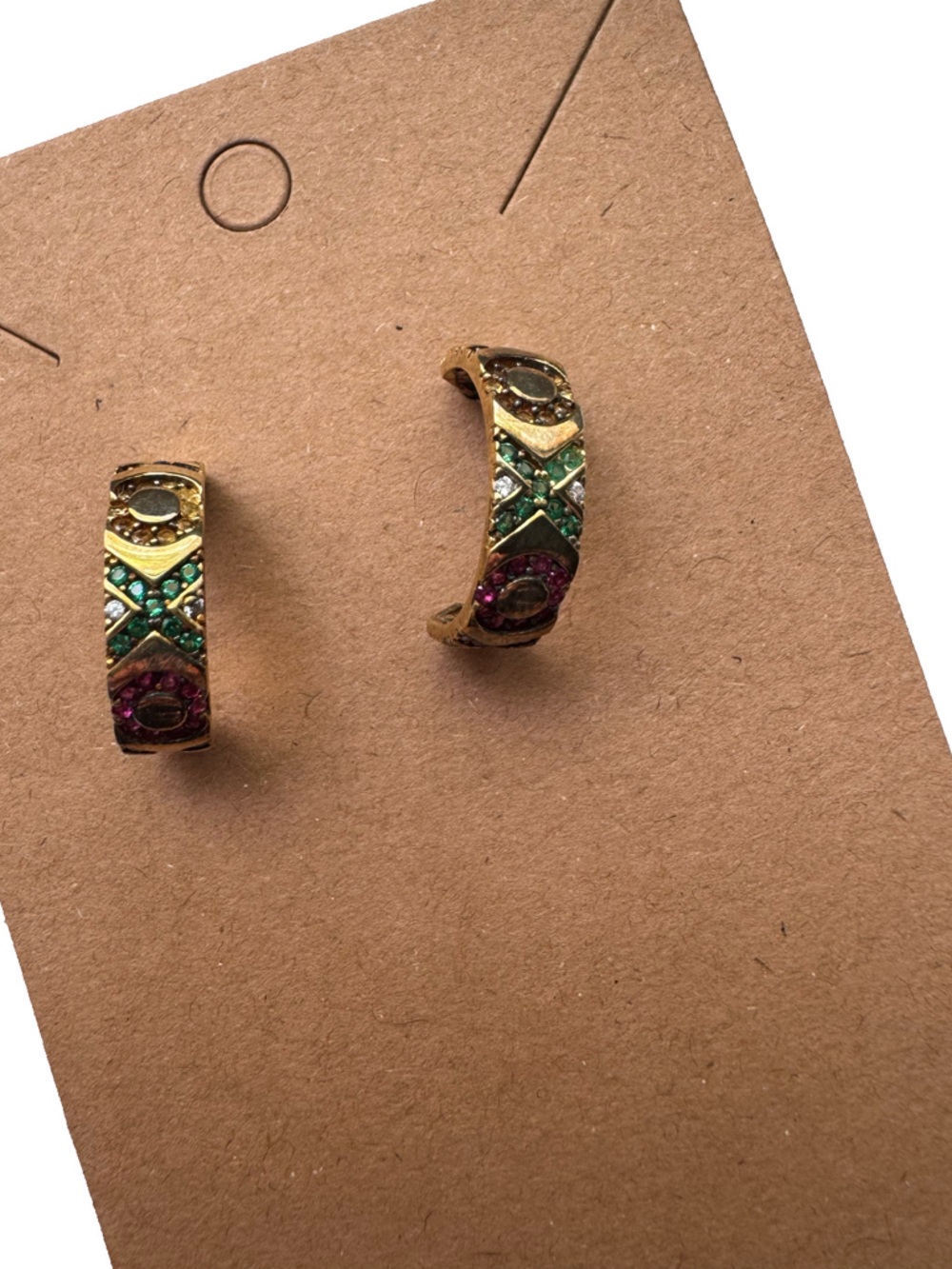 Gold-Tone Multicolor XOXO Crystal Hoop Earrings